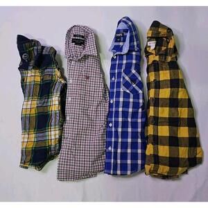 Boys Clothing Bundle 4 Shirts Plaid Flannel & Casual Size 8 8/10 Multi Brand